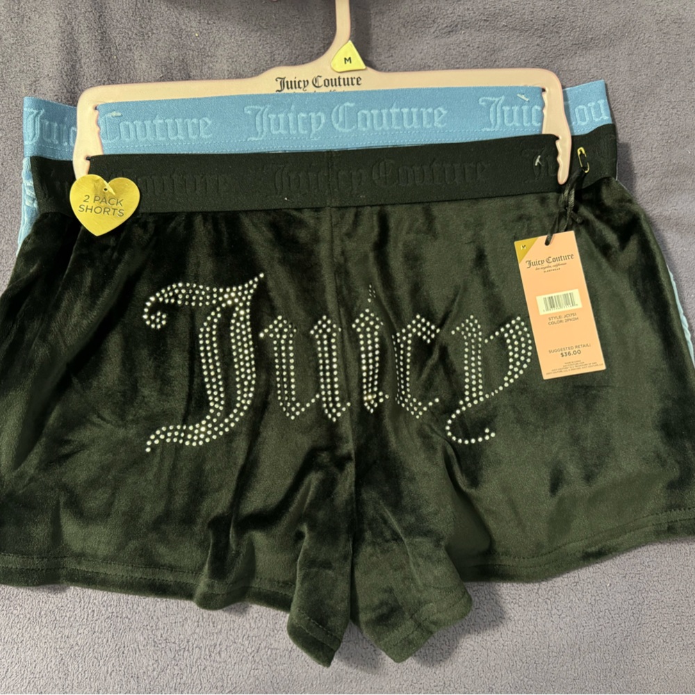 Juicy Couture Velvet Shorts 2 pr blue and Black. Sz med